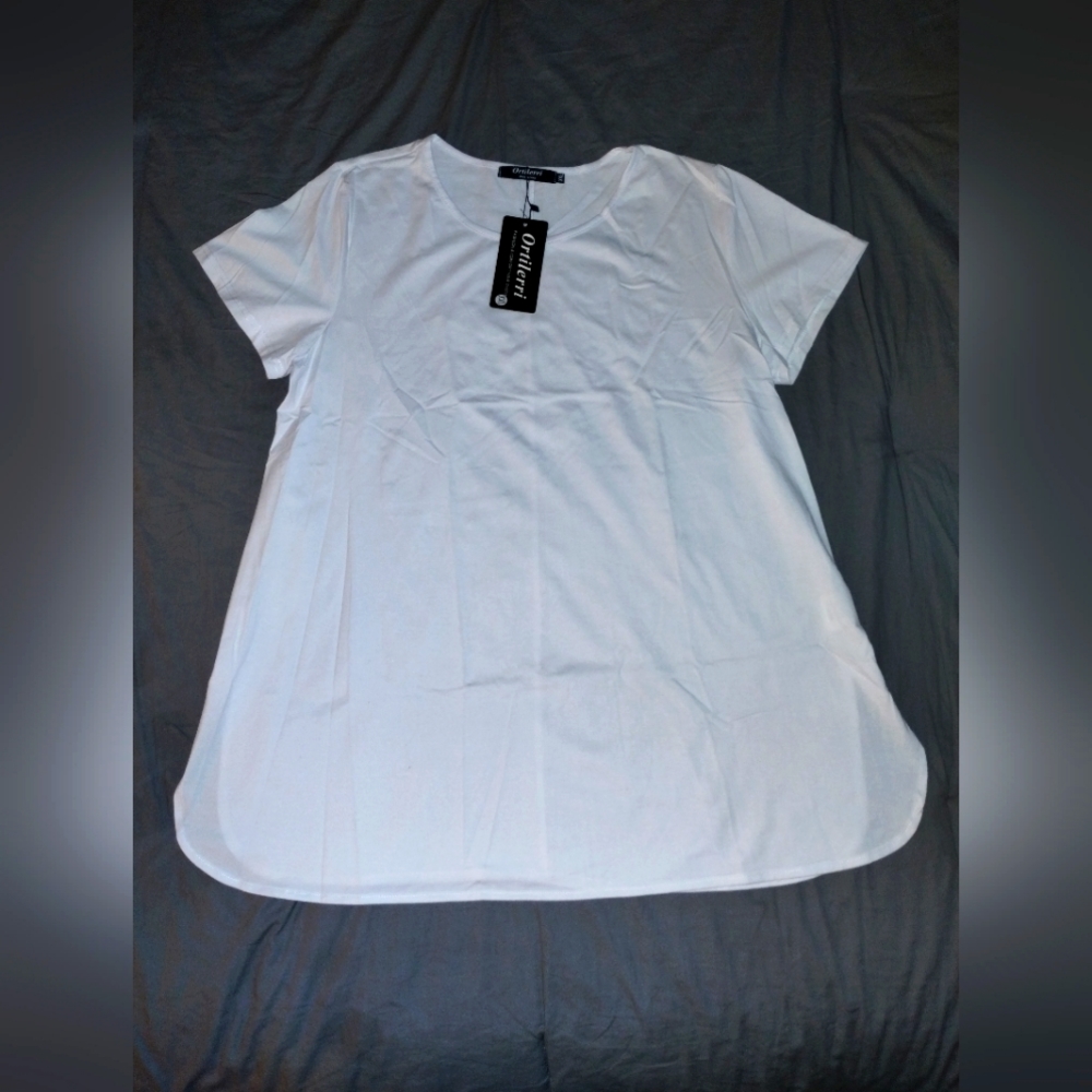 Ortilerri Women's Oversized White Short Sleeve Shirt